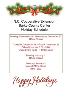 Cover photo for Burke County Center - Holiday Hours