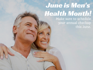 June is men's health month image of man and woman