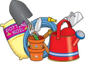 clipart of garden tools and watering can