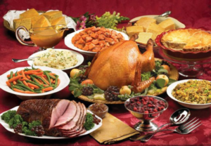 holiday meal with turkey