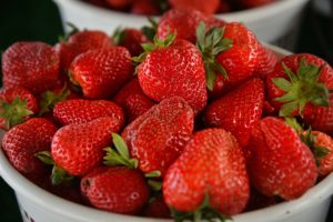 bucket of strawberries