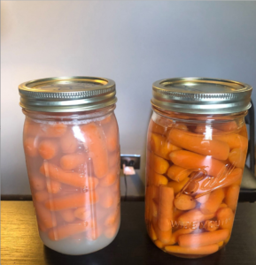 two jars of canned carrots