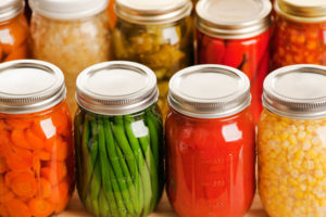 jars of canned vegetables