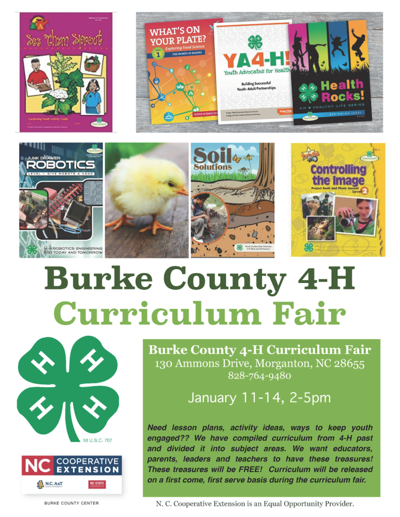 Burke County 4-H Curriculum Fair updated flyer
