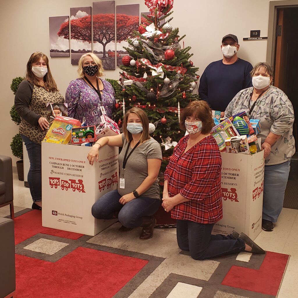 Burke County Extension staff with boxes of toys collected 