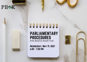 Cover photo for 4-H PEAK Event: The Basics of Parliamentary Procedure  - 5/19/21