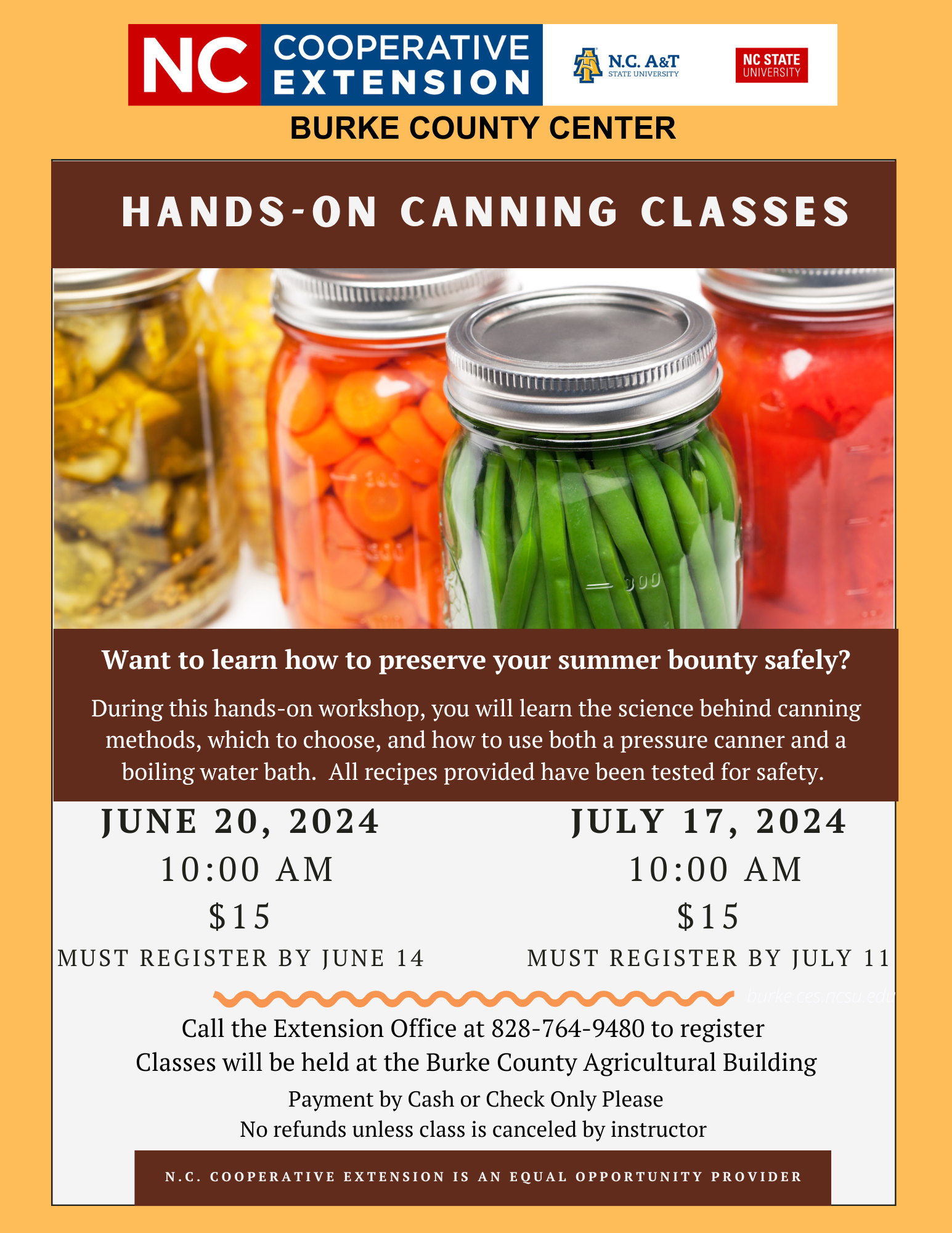 hands-on canning workshop flyer